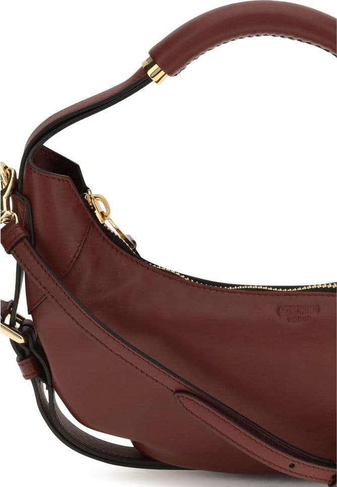 Moschino Bordeaux Calf Leather Bos Taurus Handbag - 4