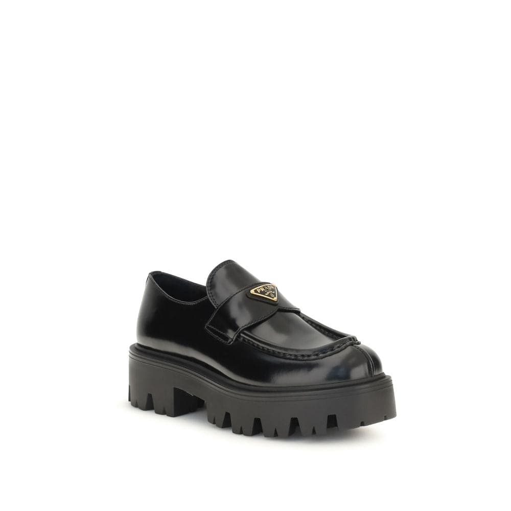 Prada Black Calf Leather Bos Taurus Slip-On Loafers - 2