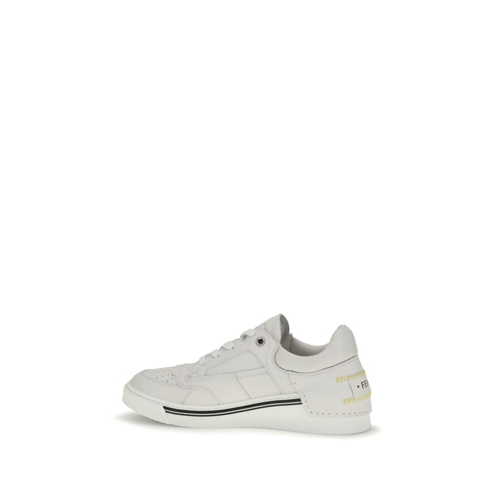 Fendi White Calf Leather Bos Taurus Low Top Sneakers - 3