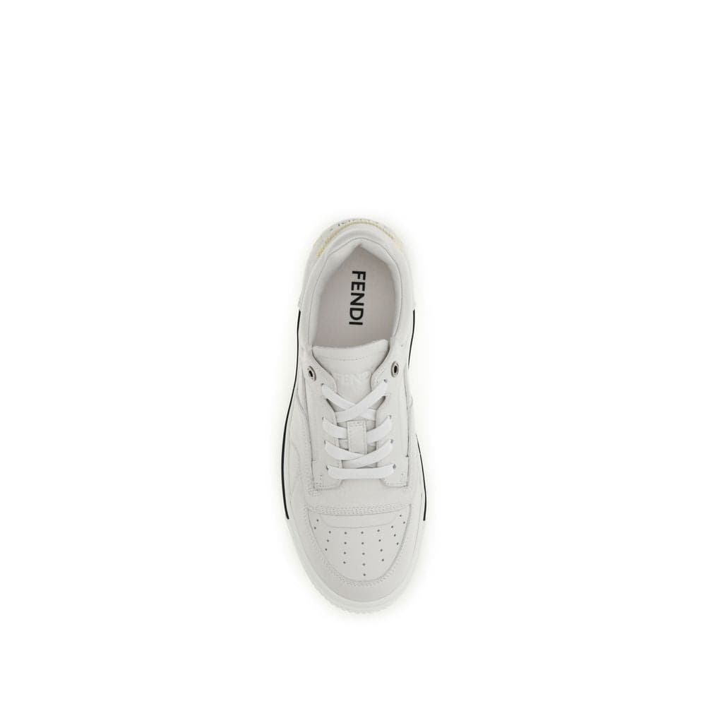Fendi White Calf Leather Bos Taurus Low Top Sneakers - 4