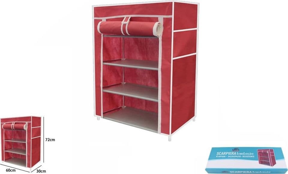 SCARPIERA A 4 RIPIANI ORGANIZZATORE PORTA SCARPE ARMADIO SALVASPAZIO RESISTENTE 69072 - 2