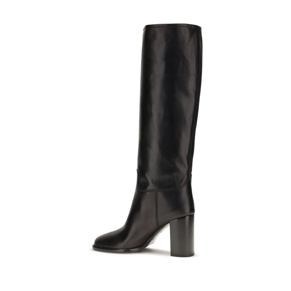 Prada Black Calf Leather Bos Taurus High Heel Boots - 3