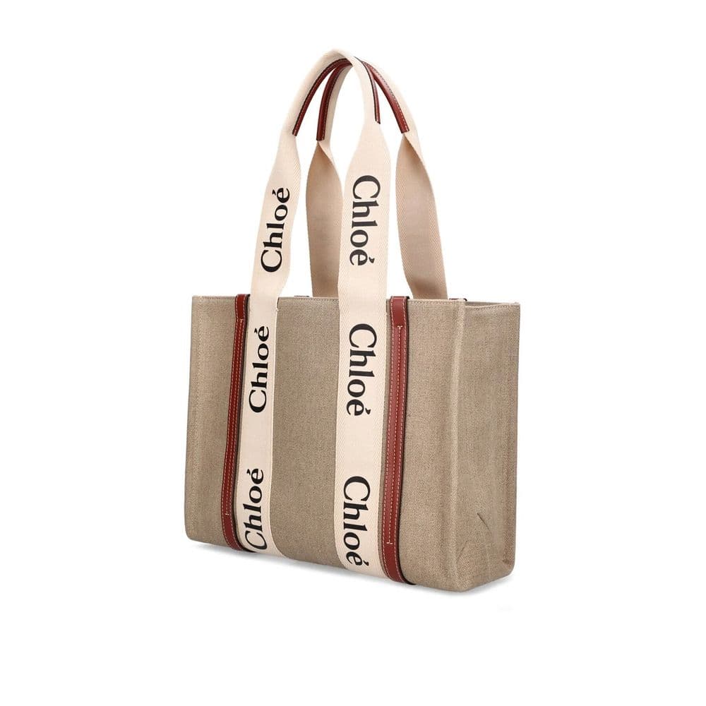 Chloé Beige Linen Tote Bag - 2