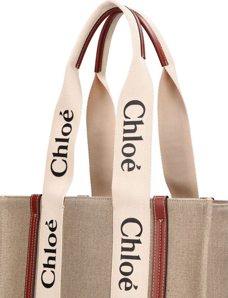 Chloé Beige Linen Tote Bag - 3