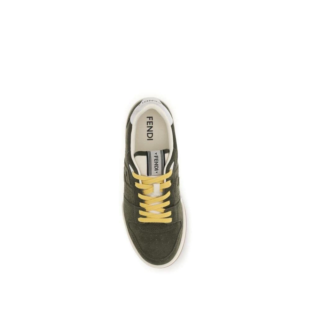 Fendi Bicolor Suede Leather Low Top Sneakers - 4