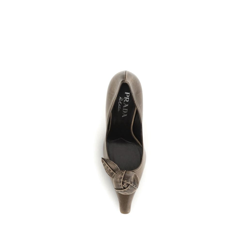 Prada Brown Calf Leather Bos Taurus High Heel Pumps - 4