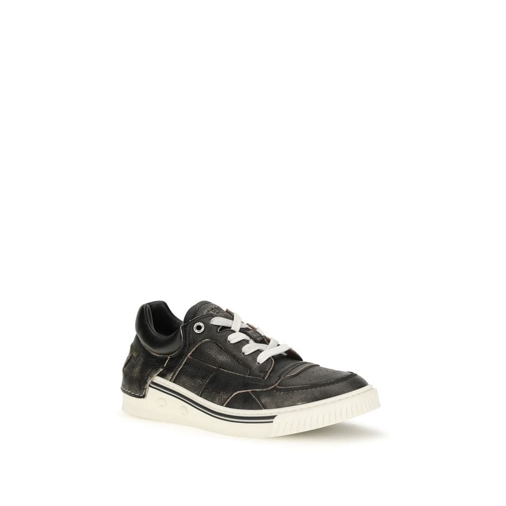 Fendi Black Calf Leather Bos Taurus Low Top Sneakers - 2