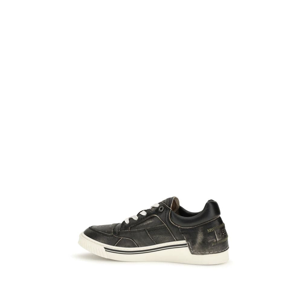 Fendi Black Calf Leather Bos Taurus Low Top Sneakers - 3