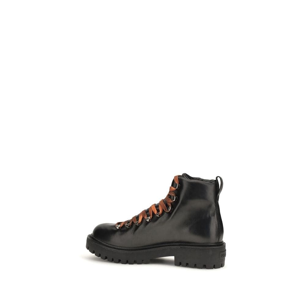Prada Black Calf Leather Bos Taurus Lace-Up Boots - 3