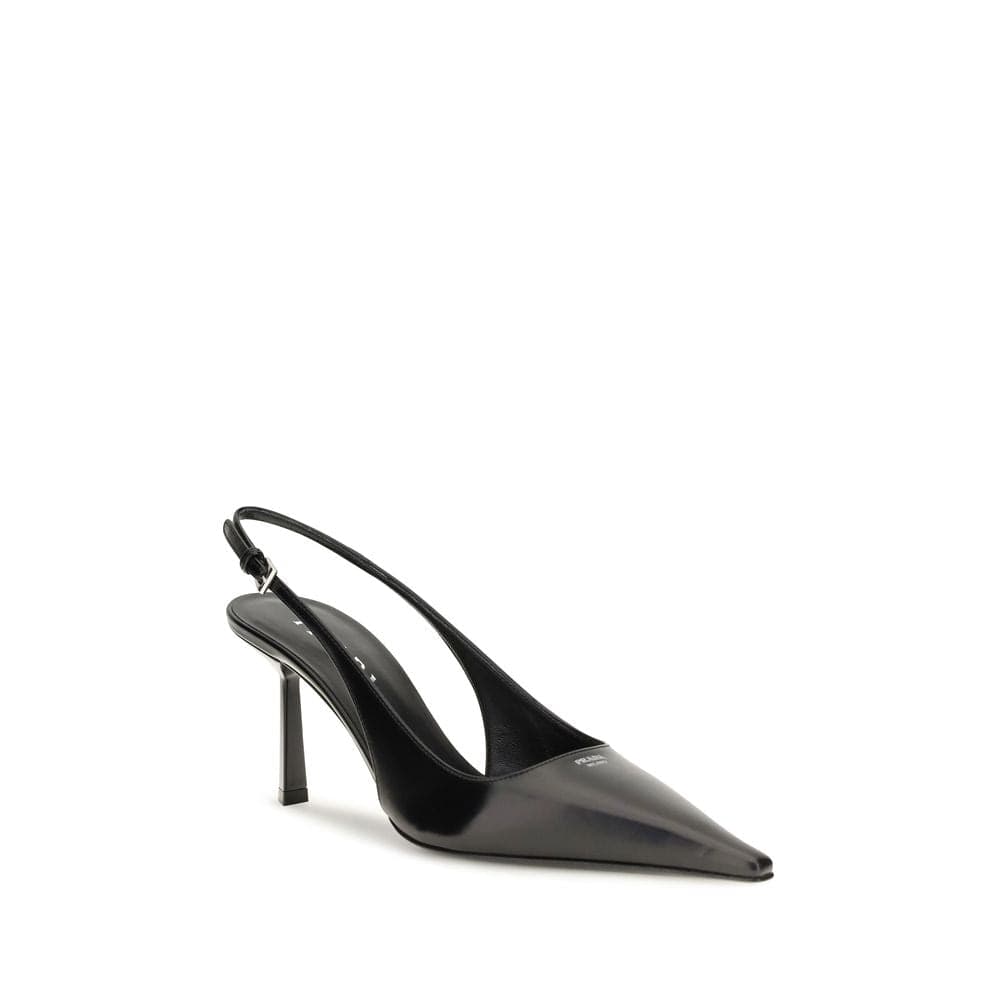 Prada Black Calf Leather Bos Taurus High Heel Pumps - 2