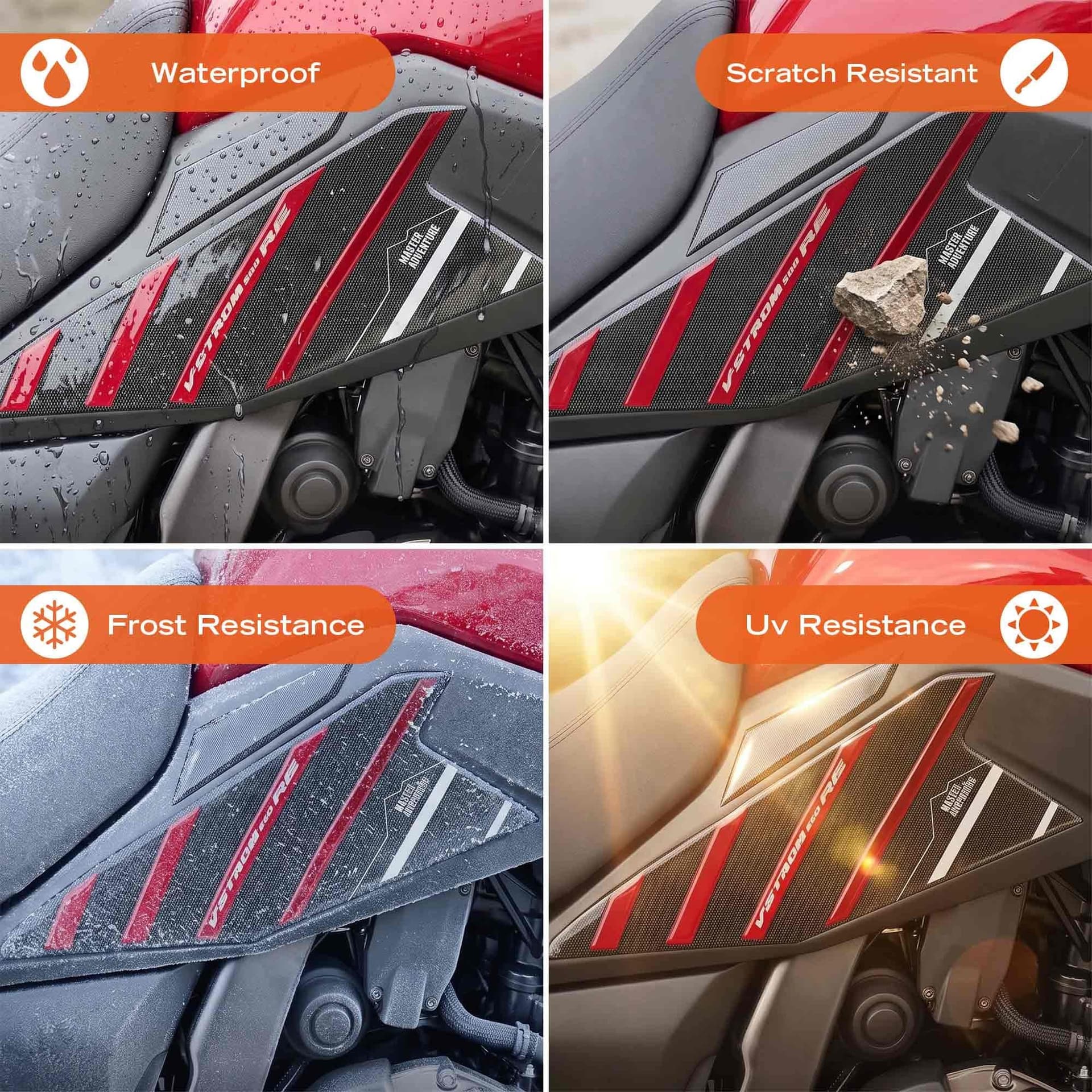 Adesivi 3D Sottosella moto compatibile con Suzuki V-Strom 800 RE 2025-2026 - 8