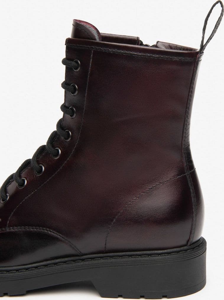 NeroGiardini anfibi donna Combat Boots in pelle colore bordo' - 3