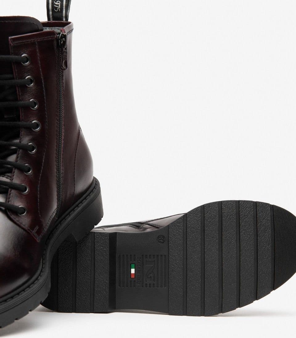 NeroGiardini anfibi donna Combat Boots in pelle colore bordo' - 4