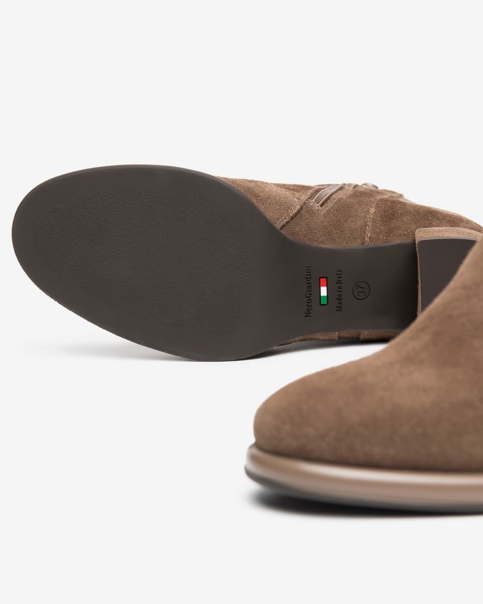 Nero Giardini tronchetti donna in suede e materiale tecnico colore spago beige - 4