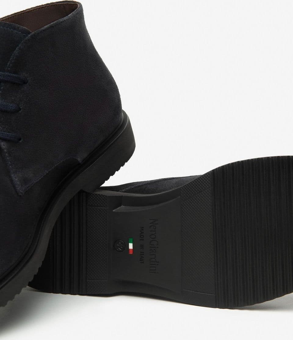 Nero Giardini polacchini desert boots da uomo scamosciato blu - 5