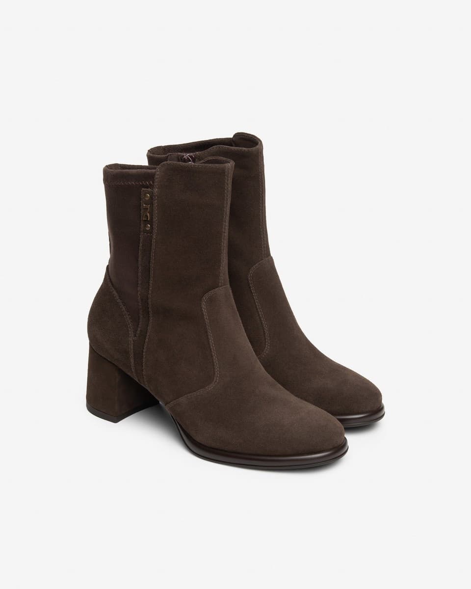 NeroGiardini tronchetti donna in suede e materiale tecnico colore testa di moro - 2