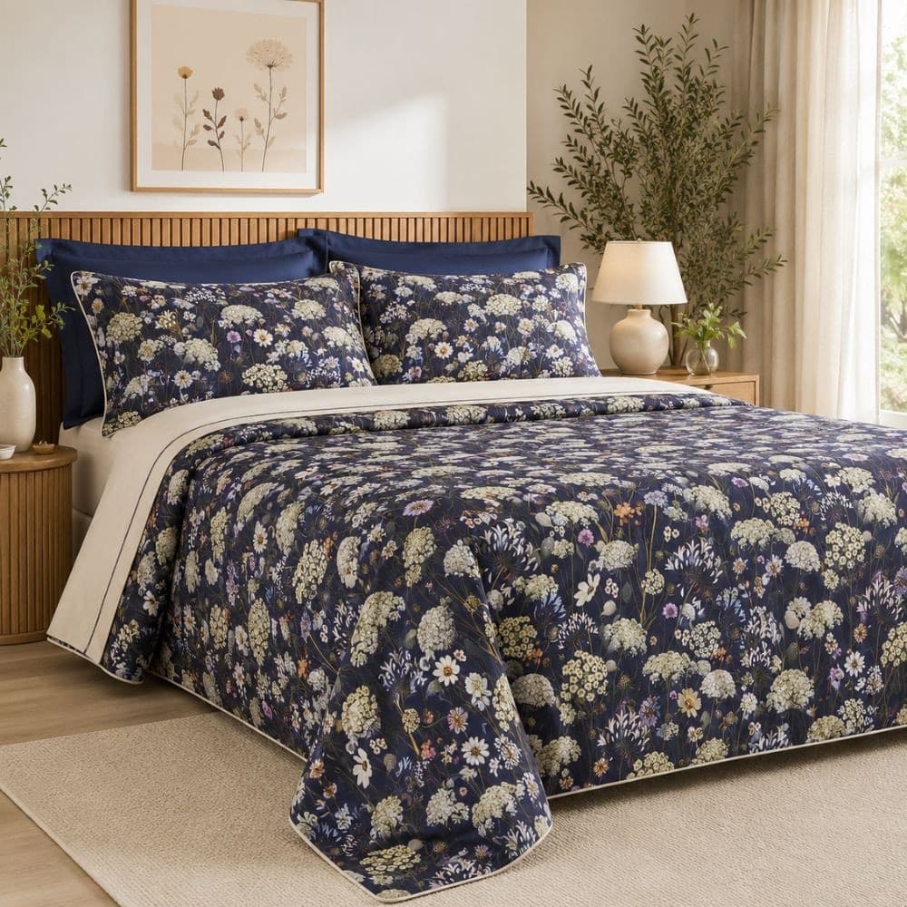 Completo Letto Matrimoniale in Percalle di Puro Cotone 200 TC Calipso - 2