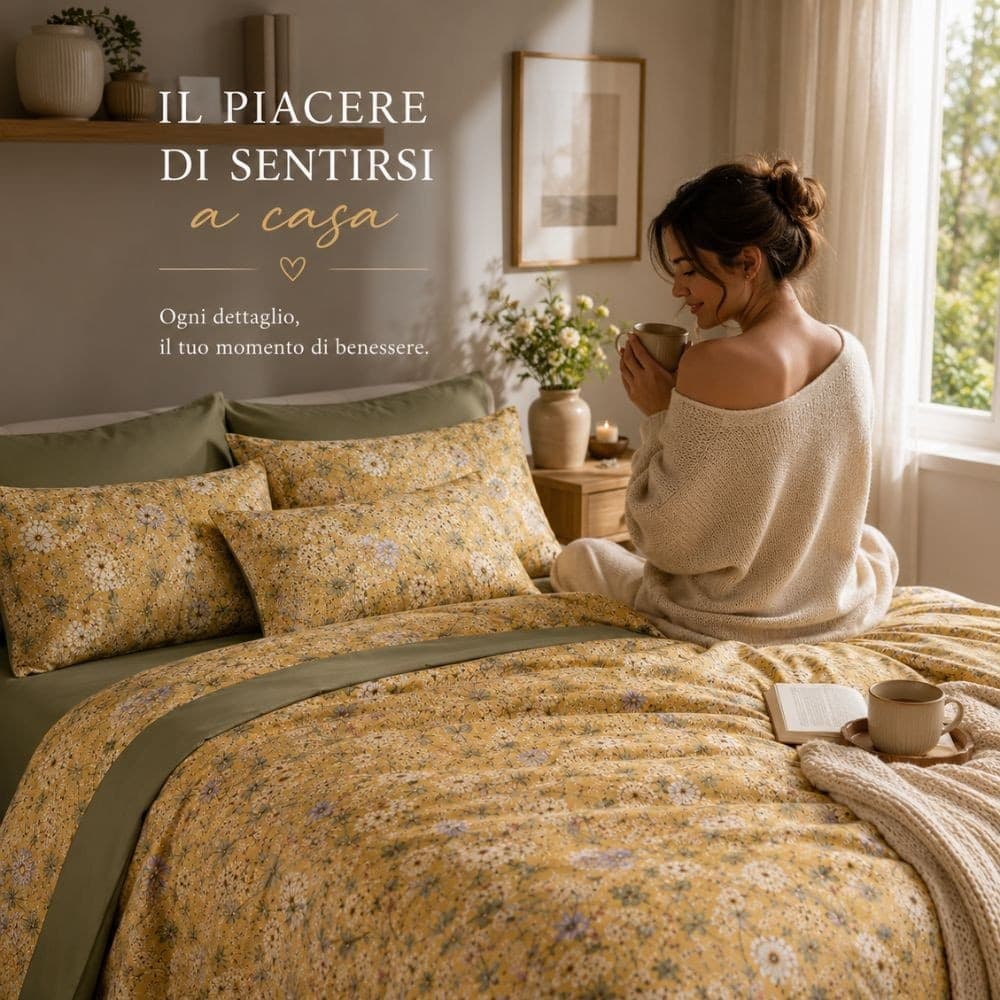 Completo Letto Matrimoniale in Percalle di Puro Cotone 200 TC Calipso - 9