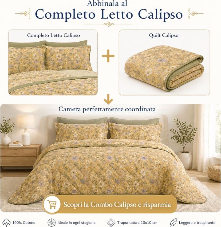 Quilt Matrimoniale Calipso 100 g in Percalle di Cotone 200 TC Double Face - 10