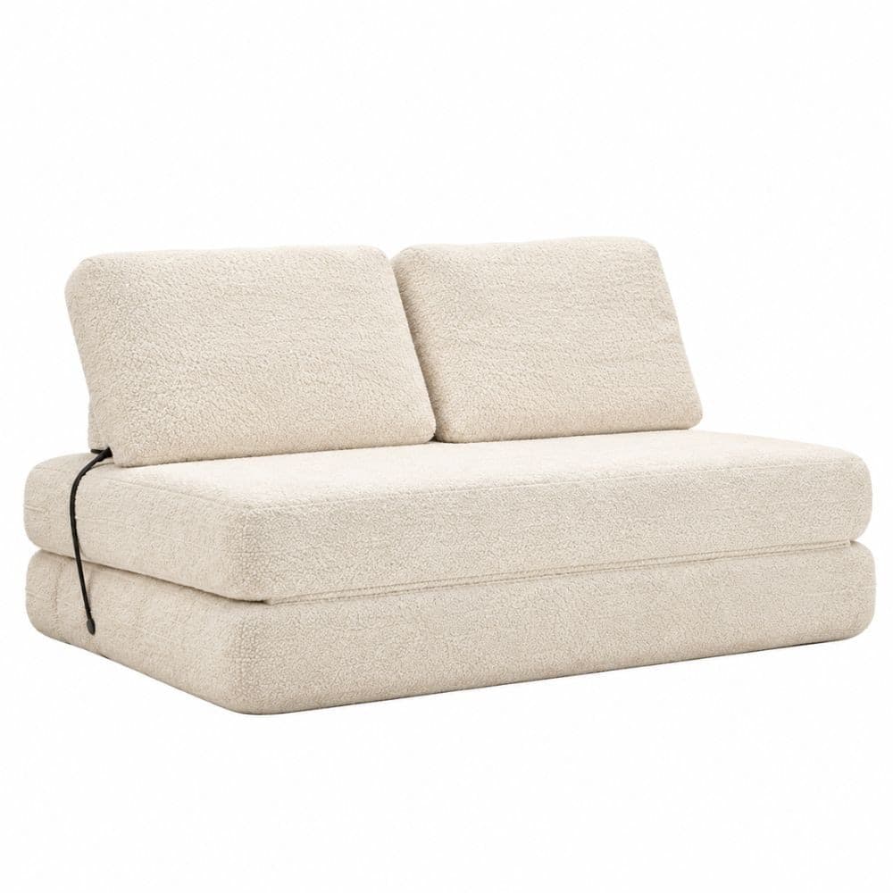 Divano Letto Faster 2 Posti in Bouclé Bianco 150 cm - 2