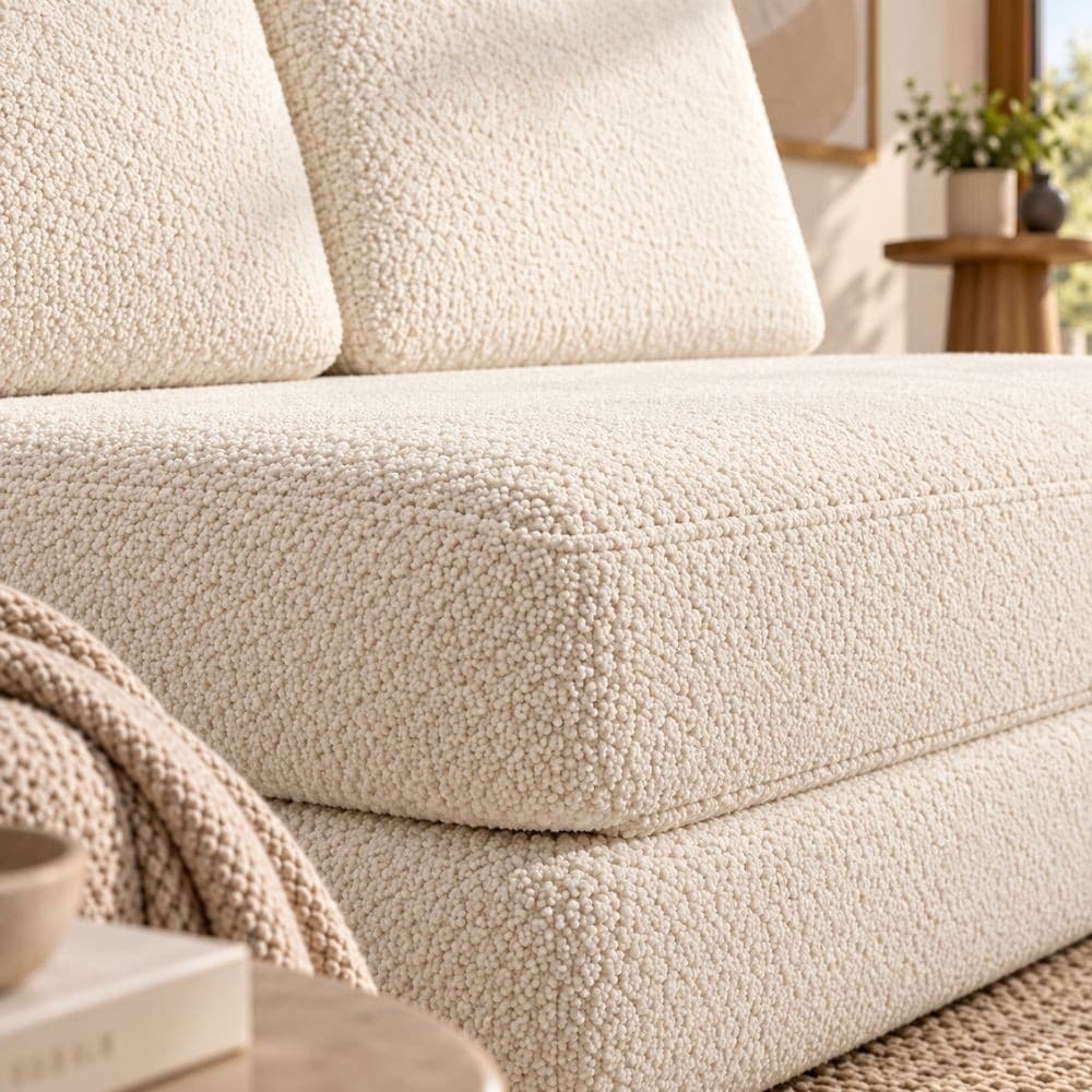 Divano Letto Faster 2 Posti in Bouclé Bianco 150 cm - 5