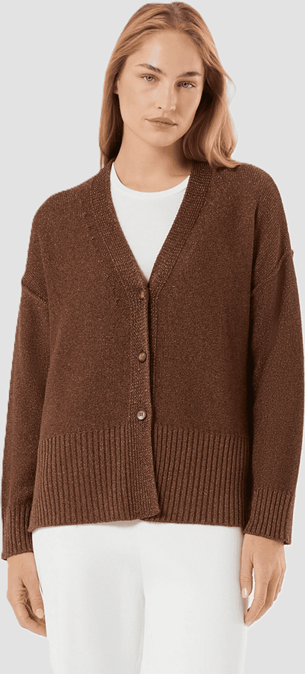 PERSONA cardigan in maglia donna caramello - 2