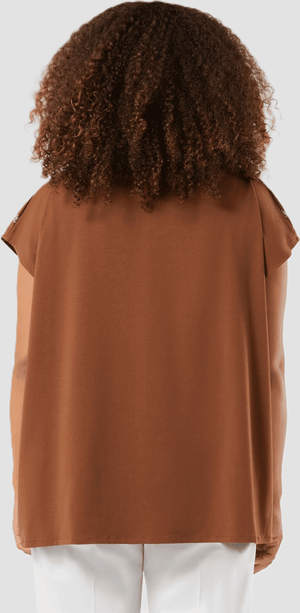 PERSONA tunica in raso donna marrone - 3