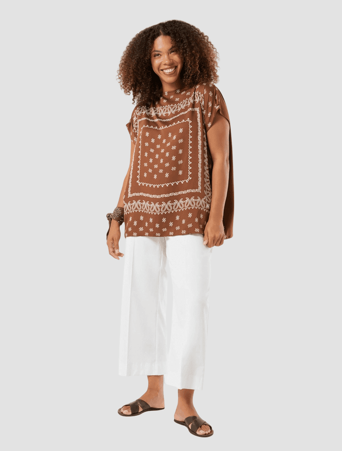 PERSONA tunica in raso donna marrone - 4