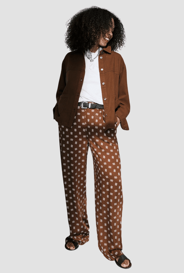 PERSONA pantalone in raso donna marrone - 4