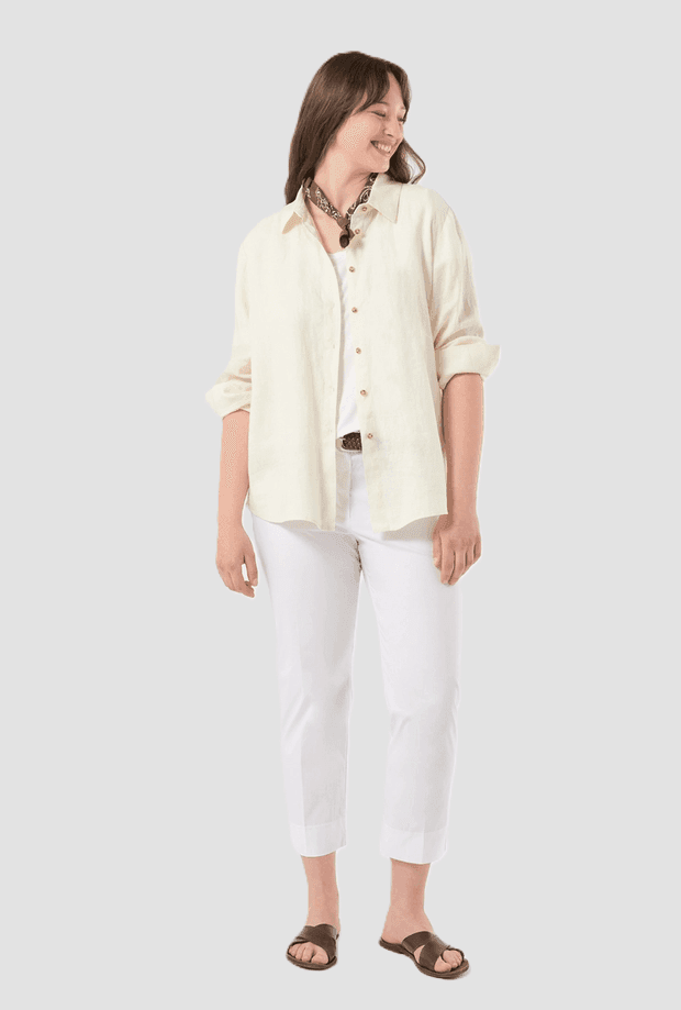 PERSONA camicia in lino donna avorio - 4
