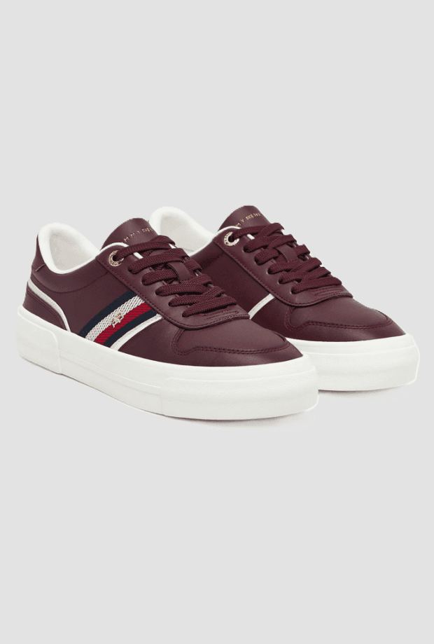 Tommy Hilfiger scarpe in pelle con platform donna bordeaux - 2