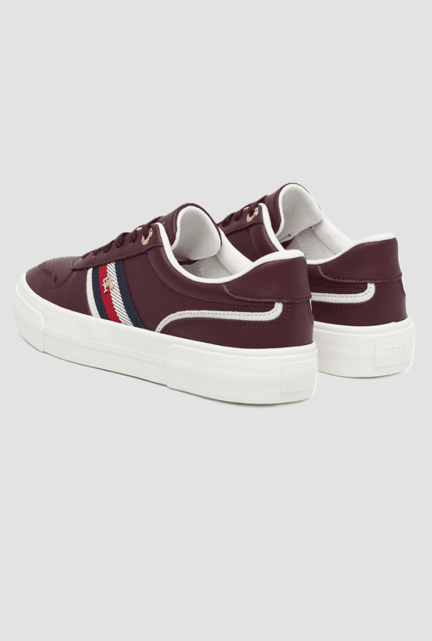 Tommy Hilfiger scarpe in pelle con platform donna bordeaux - 3