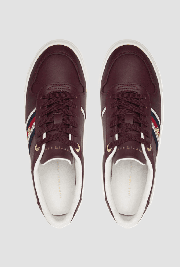 Tommy Hilfiger scarpe in pelle con platform donna bordeaux - 5