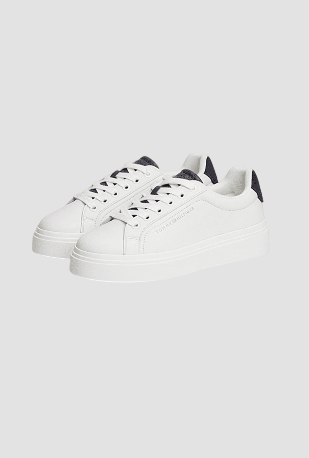 Tommy Hilfiger scarpe in pelle con inserto blu da donna bianco - 2