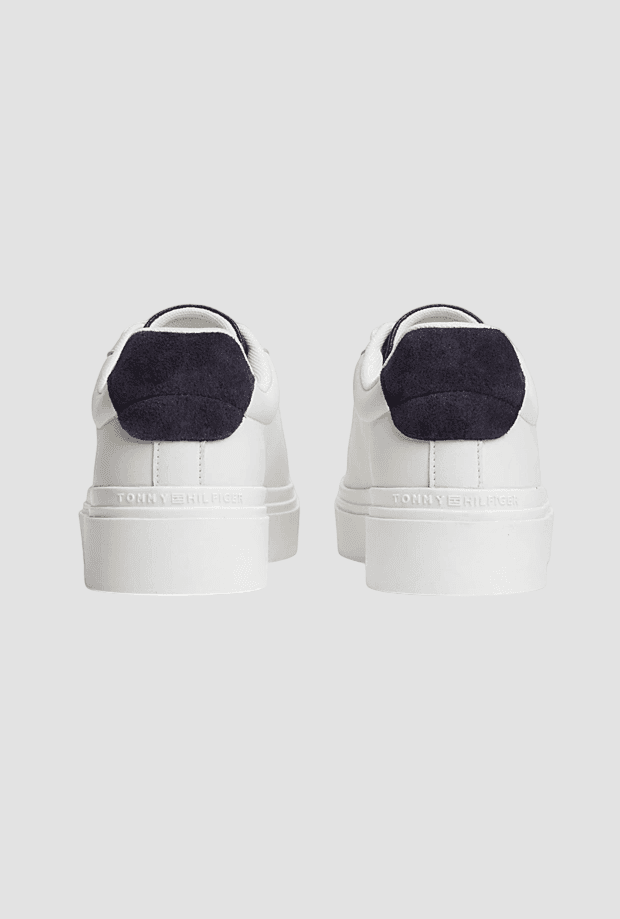 Tommy Hilfiger scarpe in pelle con inserto blu da donna bianco - 4