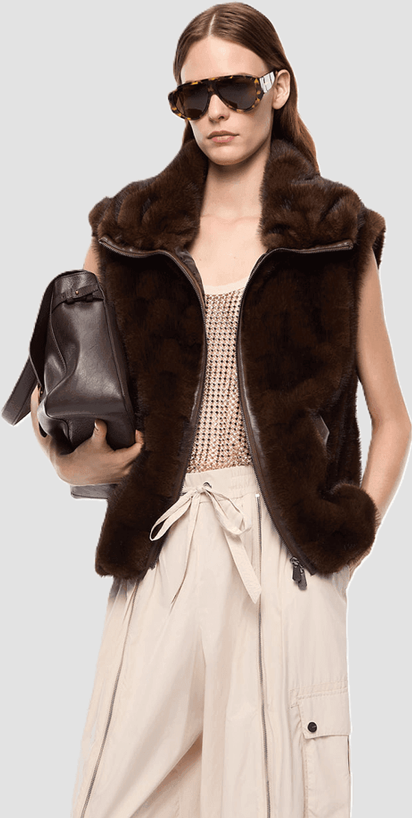 Pinko gilet simil-pelliccia donna marrone - 3