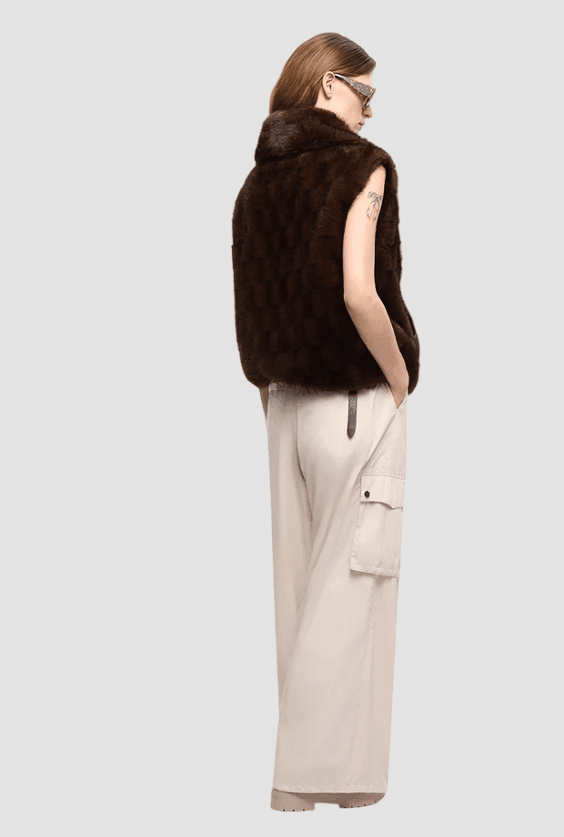 Pinko gilet simil-pelliccia donna marrone - 4