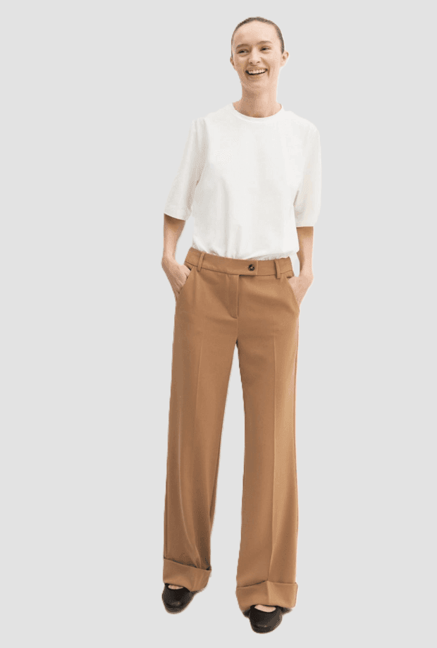 MARELLA pantalone con risvolto donna cammello - 2