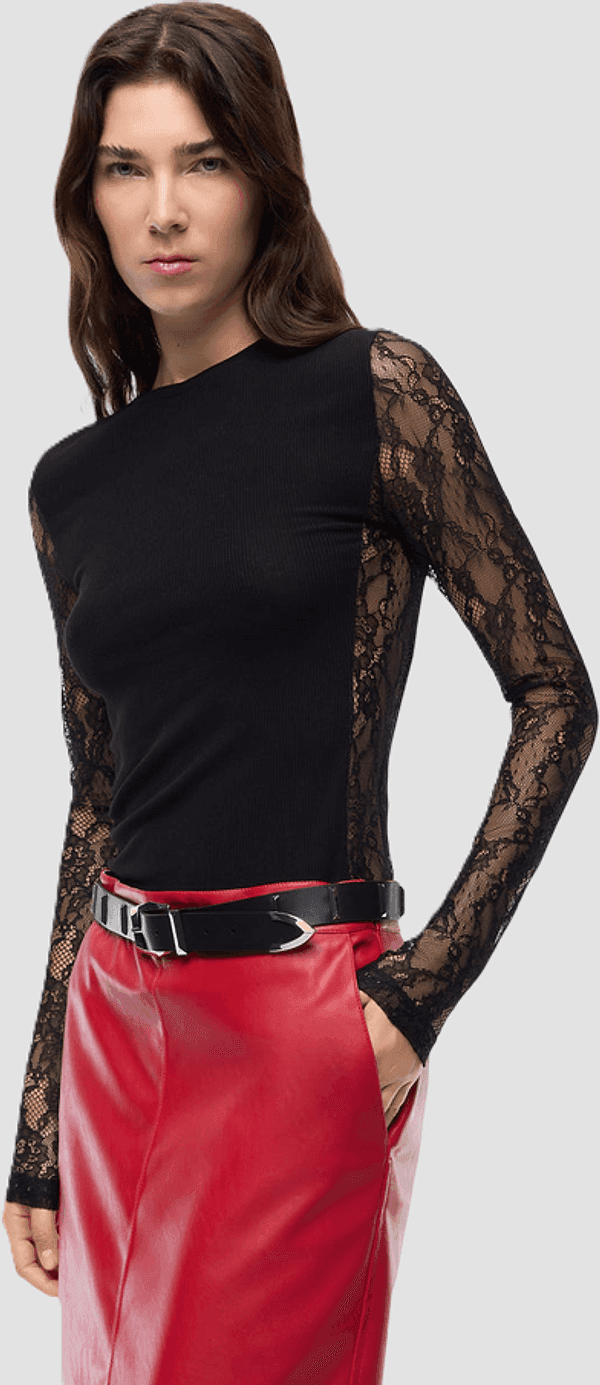 Pinko maglia con maniche in pizzo donna nero - 3