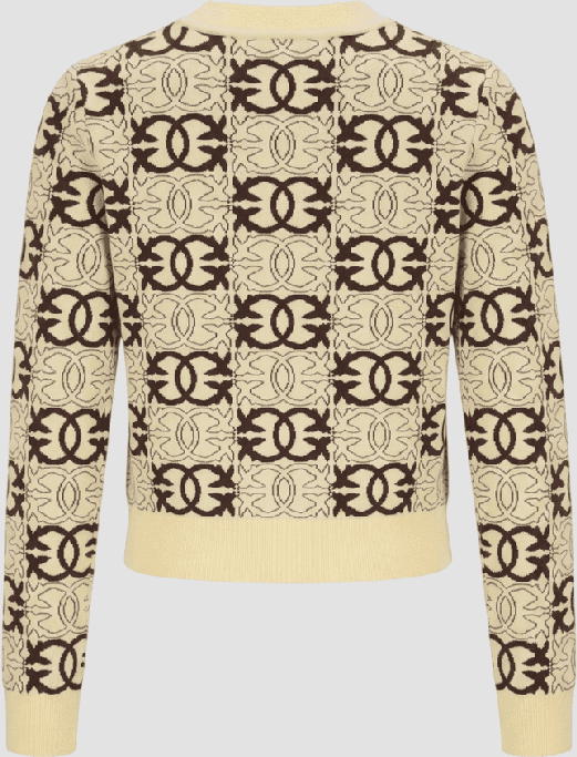 Pinko maglia cropped love birds donna beige-marrone - 2