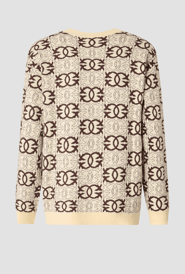 Pinko cardigan a v love birds donna beige-marrone - 2