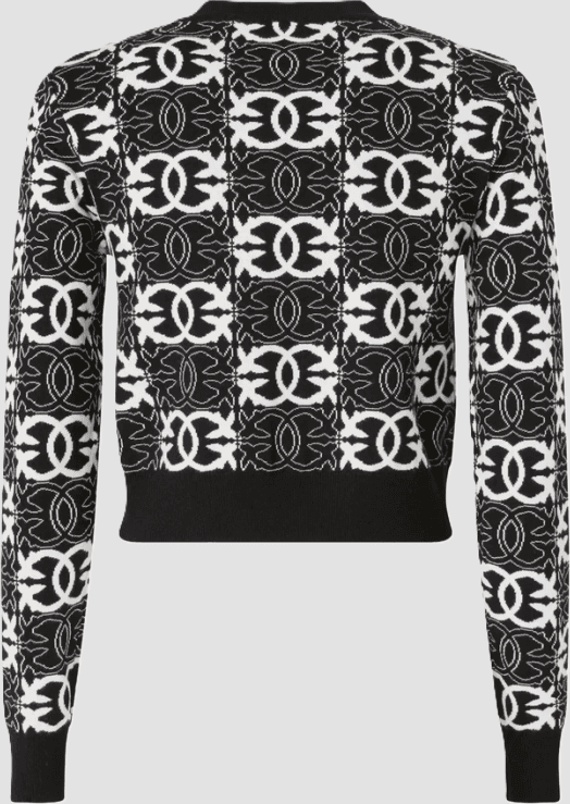 Pinko maglia cropped love birds donna nero-bianco - 2