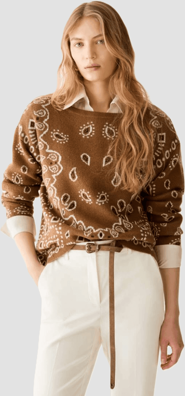 PENNYBLACK maglia jacquard a motivi paisley donna tabacco - 2