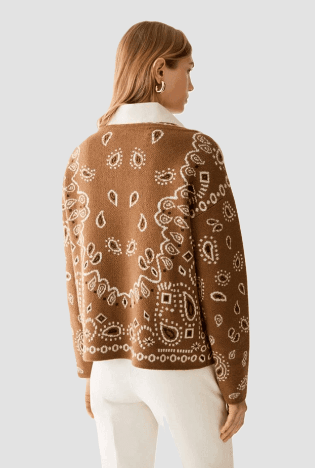 PENNYBLACK maglia jacquard a motivi paisley donna tabacco - 3