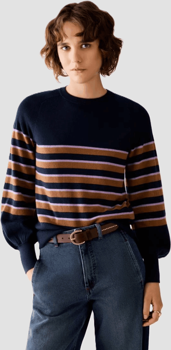 PENNYBLACK maglia a righe misto cashmere donna blu - 2