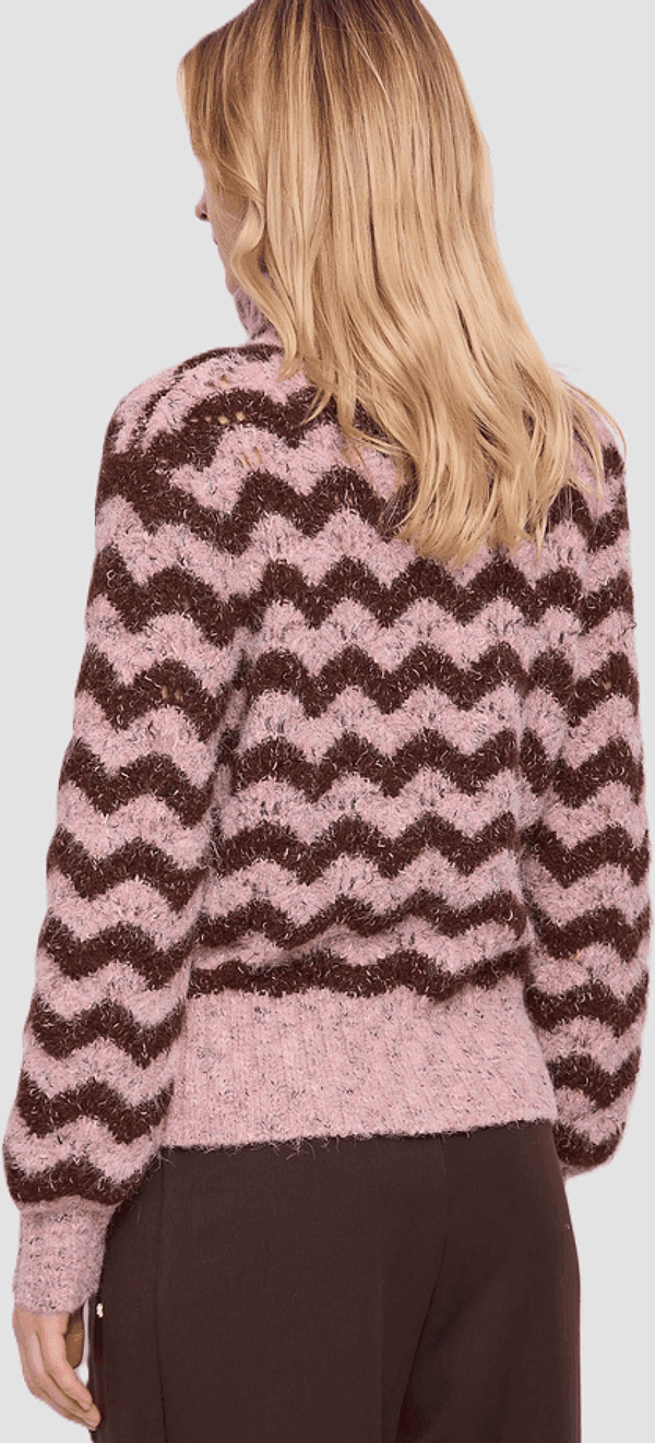 GAUDI dolcevita con motivo a zig-zag donna rosa-marrone - 3