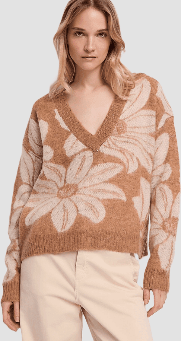 GAUDI maglia con scollo a v misto lana donna biscotto - 2