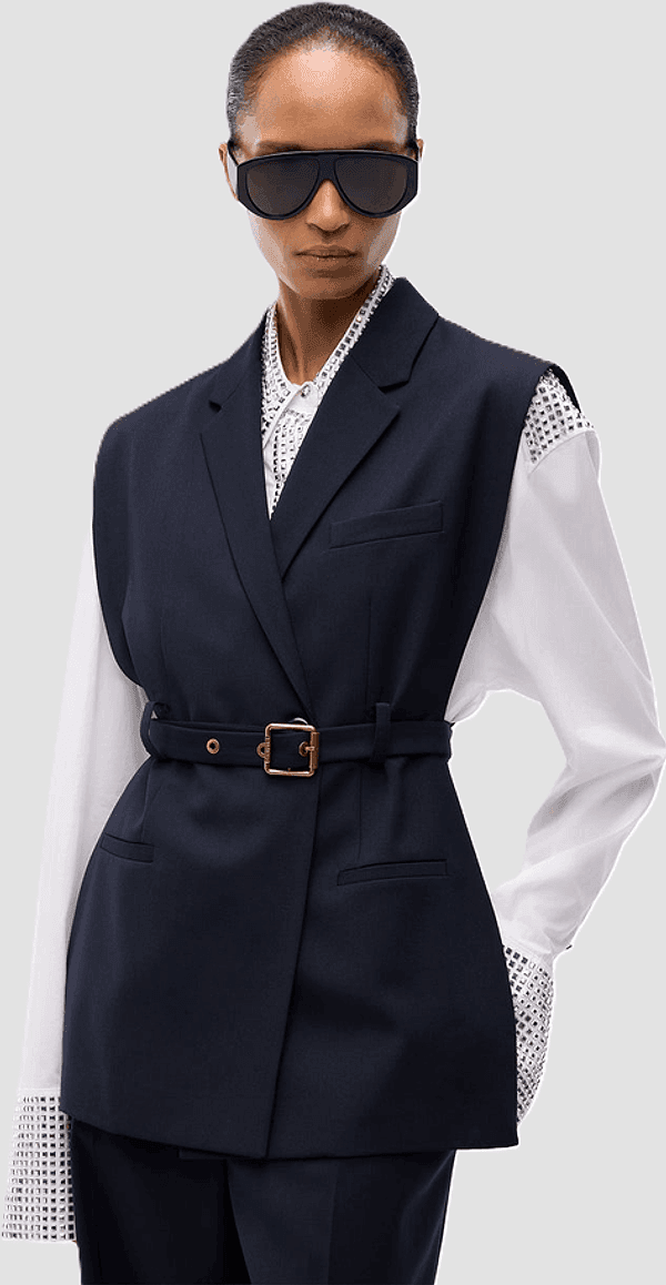 Pinko giacca gilet con cintura donna blu scuro - 4