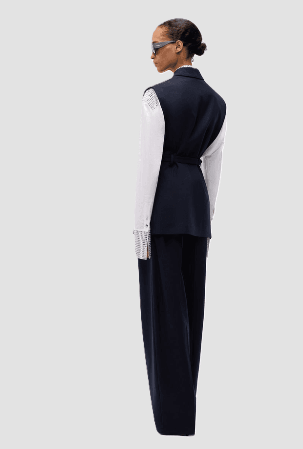 Pinko giacca gilet con cintura donna blu scuro - 5