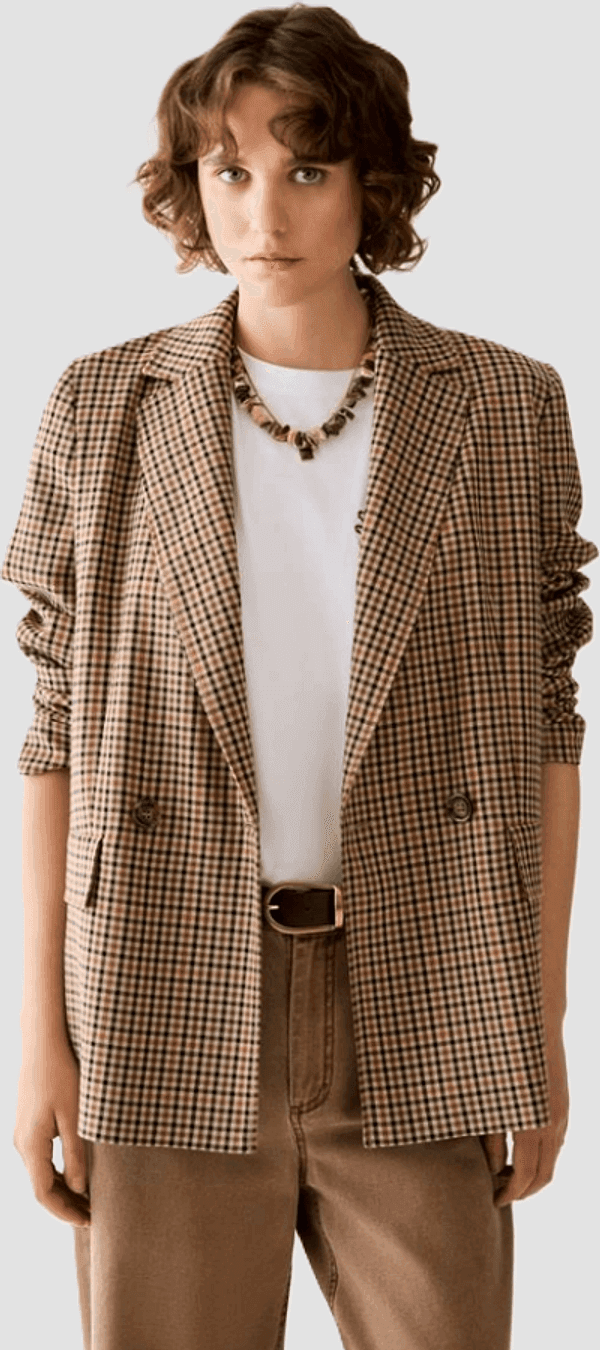 PENNYBLACK giacca doppiopetto a quadretti donna cammello - 2